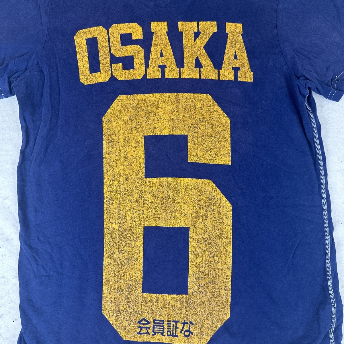 Y2K Osaka Tigers Graphic T Shirt Blue #6 Adult Size S Baseball