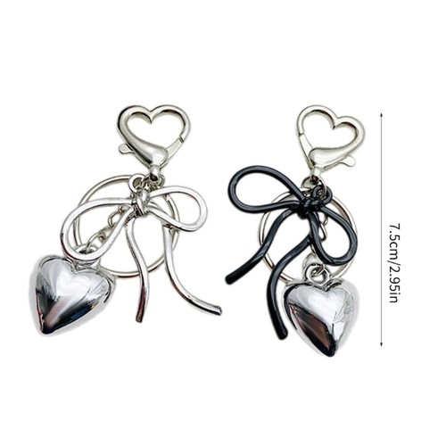 Metal Bowknot Heart Charm Keychains Hanging Ornament Pendant Keyring Decoration - 第 8/10 張圖片