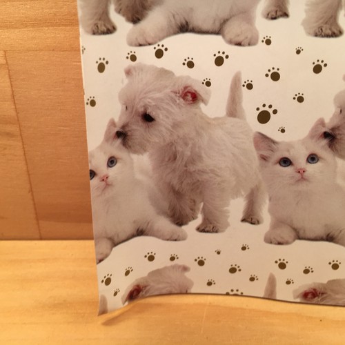 KITTENS & PUPPY DOGS "White" Beautiful Gift Wrapping Paper Sheet Panel (68x50cm) - Picture 19 of 19