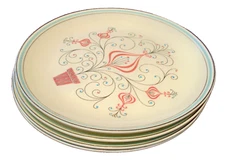 Homer Laughlin China "RHYTHM"  MCM 10 1/8" DINNER PLATES J56N4 VTG USA Lot 4