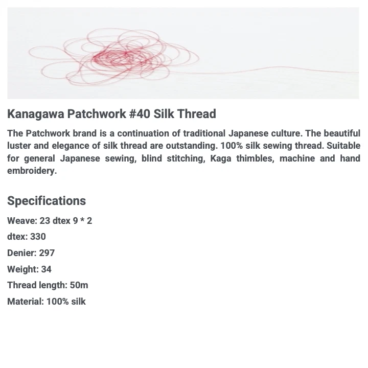 Kanagawa Patchwork 040 Silk Thread, 23 dtex 9x2, 50m, 8 Variegated Patterns - Image 2 of 4