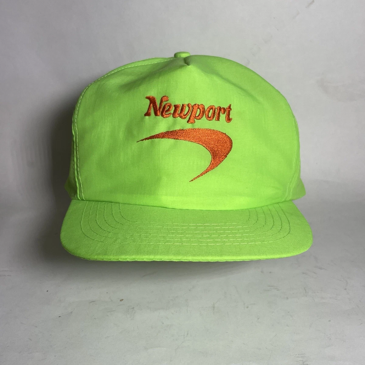Vintage Newport Cigarettes Nylon Hat Bungee Closure Neon Green