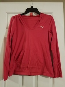 juniors girls  pink pullover long sleeve shirt w/ hood. size large EUC  vneck. 