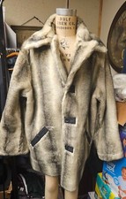 Dennis By Dennis Basso Faux Fur Suede Reversible Coat Jacket Size 1x Black Gray