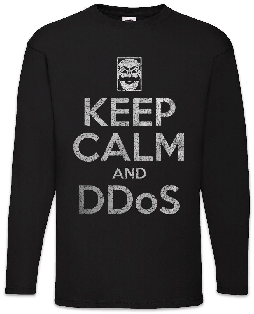 ALTRA T shirt uomo manica lunga Keep Calm And Ddos Mr. Fun Informatico Robot Società