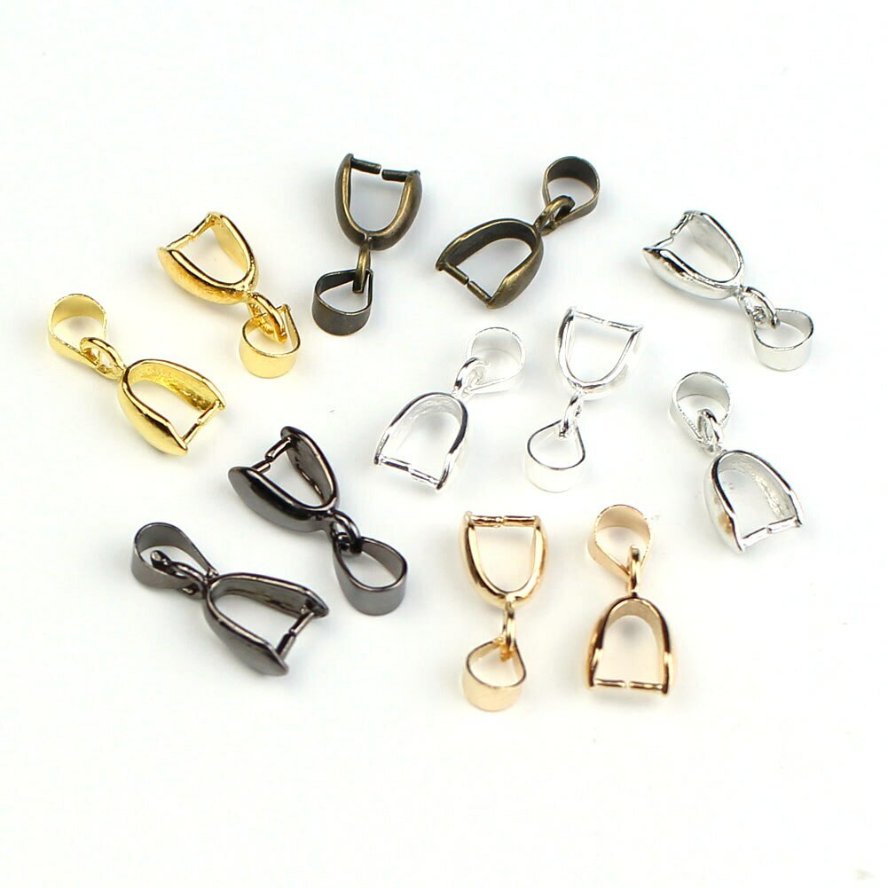 100pcs/lot Copper Pendant Pinch Bails Connectors for DIY Jewelry Making Findings