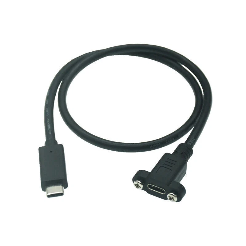 USB C Male to Female Panel Mount Extension Cable USB 3.1 10Gbps 0.3m - Image 3 of 4