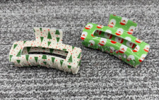 Santa and Christmas Tree Hair Claw Clips Set of 2