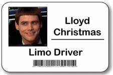 LLOYD CHRISTMAS DUMB DUMBER NAME BADGE PROP HALLOWEEN COSTUME PIN BACK