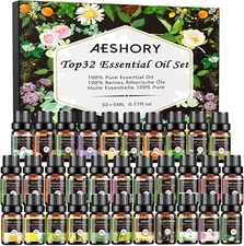 Essential Oils Set - 32x5ml Pure Aromatherapy Essential Oils Kit for Diffuser, H