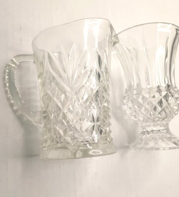 beautiful cut crystal glass Pour Glass And Drinking Cup In Great Condition 