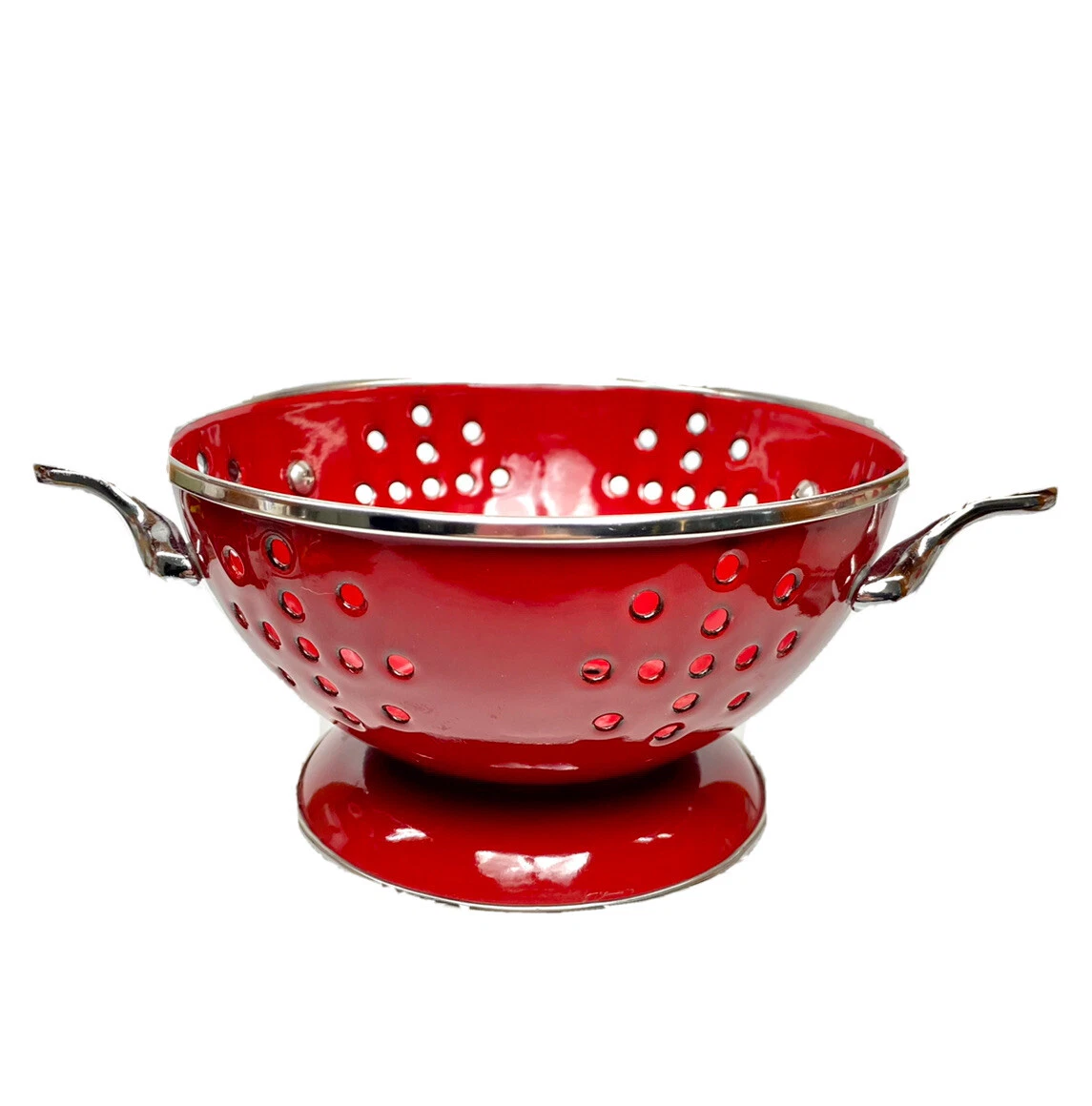Red metal colander deals