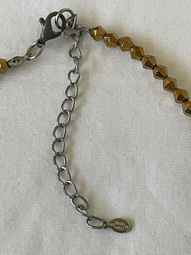 KIRKS FOLLY Brown Mirror Beaded Fringe Necklace w GT Unicorn Fairy Pendant - Picture 5 of 6
