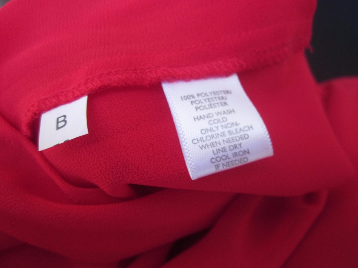 Blouse Femme Ann Taylor LOFT Manches Longues Plissée Rouge - Taille M - Polyester Fluide