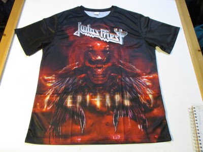 JUDAS PRIEST EPITAPH DVD 2-SIDED ALL OVER PRINT SHIRT LARGE ROB HALFORD NEW NWOT