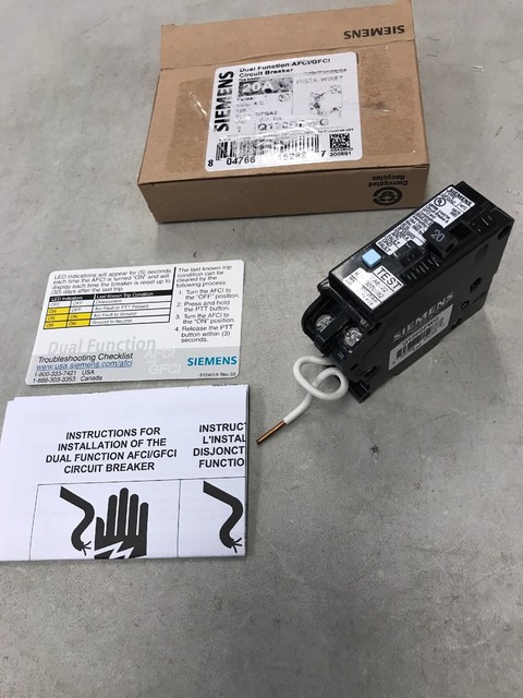 Siemens Dual Function Afci Gfci Circuit Breaker 20a 1 Pole Q120dfwg Q120df For Sale Online