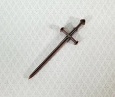 Miniature 2 Handed Sword Metal with Bronze Finish 1:12 Scale Weapon 8 cm