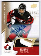 2020 TEAM CANADA JUNIORS QUINTON BYFIELD #82 PREMIUM AUTOGRAPH PATCH AUTO 01/25