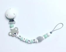 Dummy Chain Soother Keeper Nuckelkette Teething Necklace With Names Grey Mint