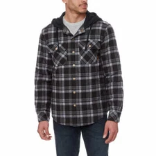 Legendary Outfitters Men’s Quilted Flannel Shirt Jacket Hooded Plaid Midweight