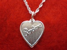 DIJE CON NOMBRE DE BARBARA EN FORMA DE CORAZÓN PLATEADO PLATA ESTERLINA Y CADENA DE CUERDA DE 7 "A 30"