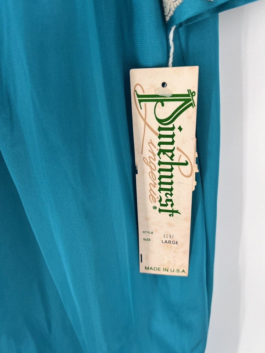 Vintage Pinehurst New With Tags Aqua Blue Lace Nightgown Large USA