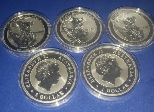 Lot of 5 - 2015 - 1 oz - Australia Silver Koala's (BU) PERTH MINT IN CAP - Picture 2 of 7