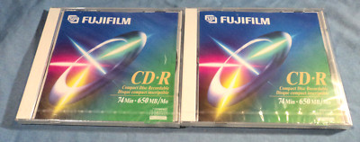 2 FUJIFILM CD-R 650 MB/Mo 74min Storage, in Jewel Case, Brand New Sealed