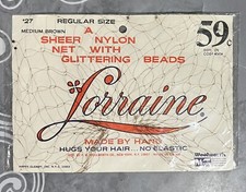 Vintage Lorraine sheer nylon brown hair net with Glittering beads by woolworth