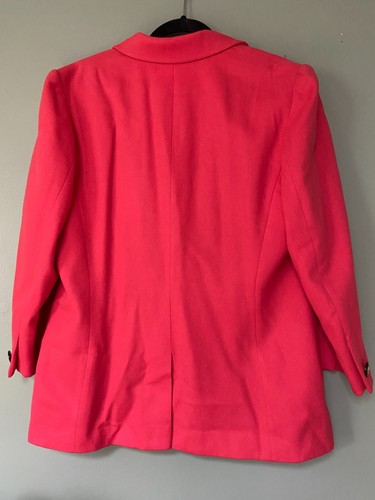 LOUIS FERAUD VINTAGE LIGHT WOOL LONG BLAZER IN SALMON TWO-BUTTON FRONT 12 - Picture 4 of 17