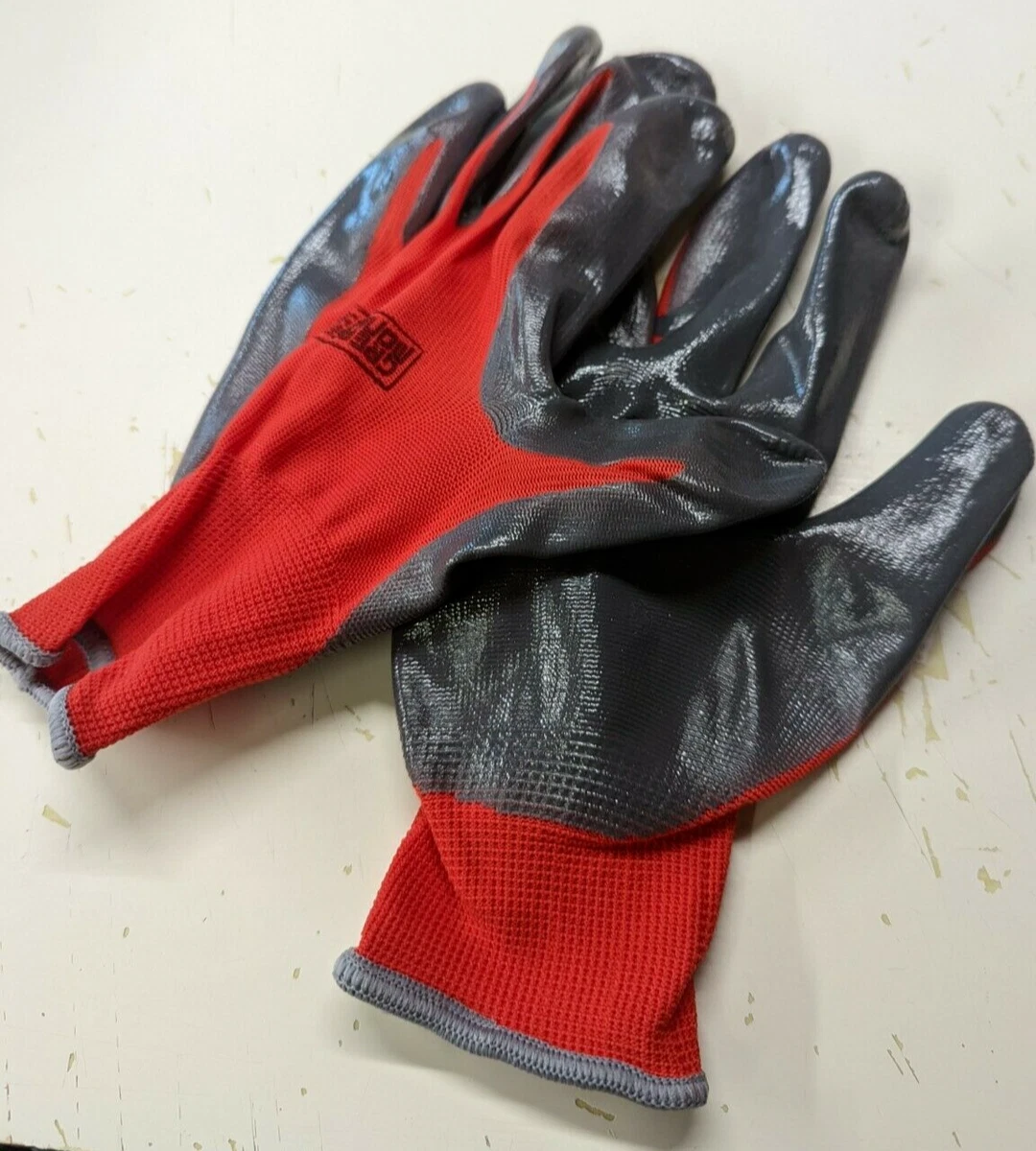 Work Gloves Latex-Free Grease Monkey Nitrile Coated Grip, Lot of 3 Pairs