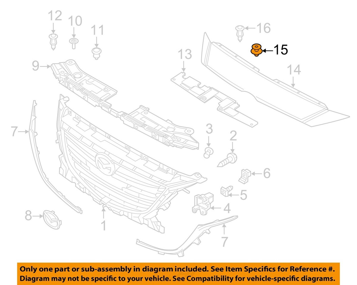MAZDA OEM 14-18 3 Front Bumper-Upper Molding Rivet TK2150355 | eBay