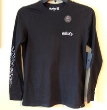 New Hurley Boy's S M L Shirt L/S Stay Cool Black Logo Big Kids
