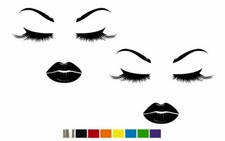 2 Eyebrows Eyelashes Lips Vinyl Decals - Custom Size Color For Cars Trucks