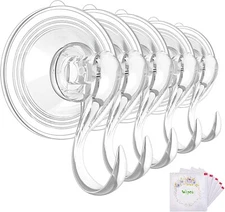 VIS'V Suction Cup Hooks, Large Clear Heavy Duty Vacuum Suction Hooks with Wip...