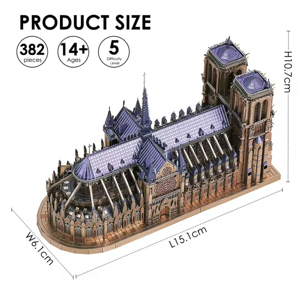 Rompecabezas de metal 3D Piececool Catedral de Notre Dame París Hágalo usted mismo Modelo Edificio Foto 2 de 4