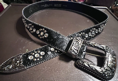 Lake shore Drive mesh silver rhinestones M Belt Lake Shore Drive Vintage Western Studded Silver And  main image 3