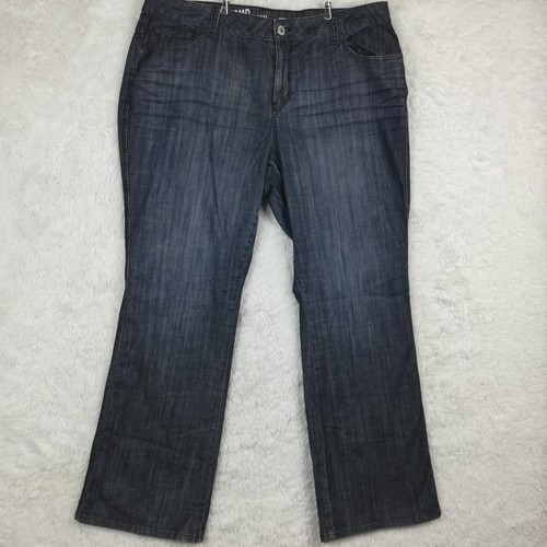 DKNY Womens Jeans Soho Flare Denim Blue Indigo Wash Boho High Rise Hippy Plus 22 - 第 1/12 張圖片