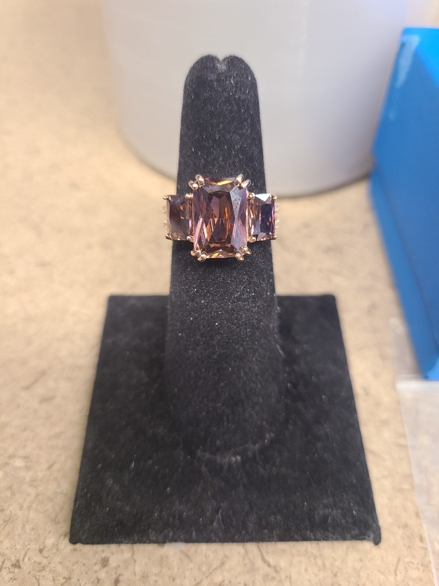 JTV Blush And White Cubic Zirconia 18k Rose Gold Over Silver Ring