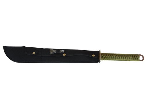 Japanese Machete 48cm Steel Blade Cutout Mini Knife Paracord Handle Nylon Sheath - Picture 4 of 22