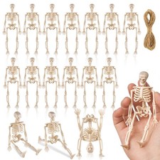 16 Pcs Halloween Mini Skeleton Figurine Decoration,6    Halloween posable Skelet
