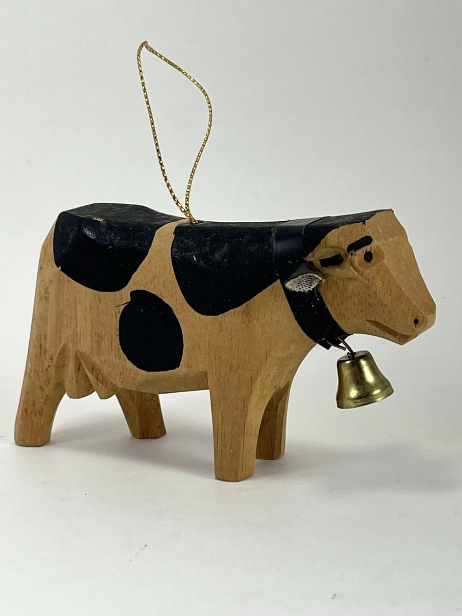 Vintage Trauffer Cow Switzerland Christmas Ornament Wooden Swiss