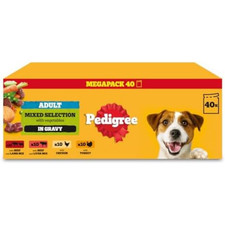 40 x 100g Pedigree Adult Wet Dog Food Pouches Mixed Selection in Gravy UK 3.70 per kilo