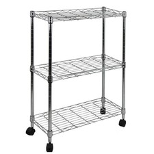 3-Tier Chrome Utility Cart for Kitchen, Office, Garage Storage Solutions