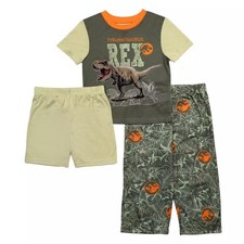 Centric Brands Jurassic World Boys' 3-Piece Pajama Set, Polyester, T-Rex...