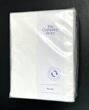 The Company Store White Cotton Percale Queen Bed Sheet Set