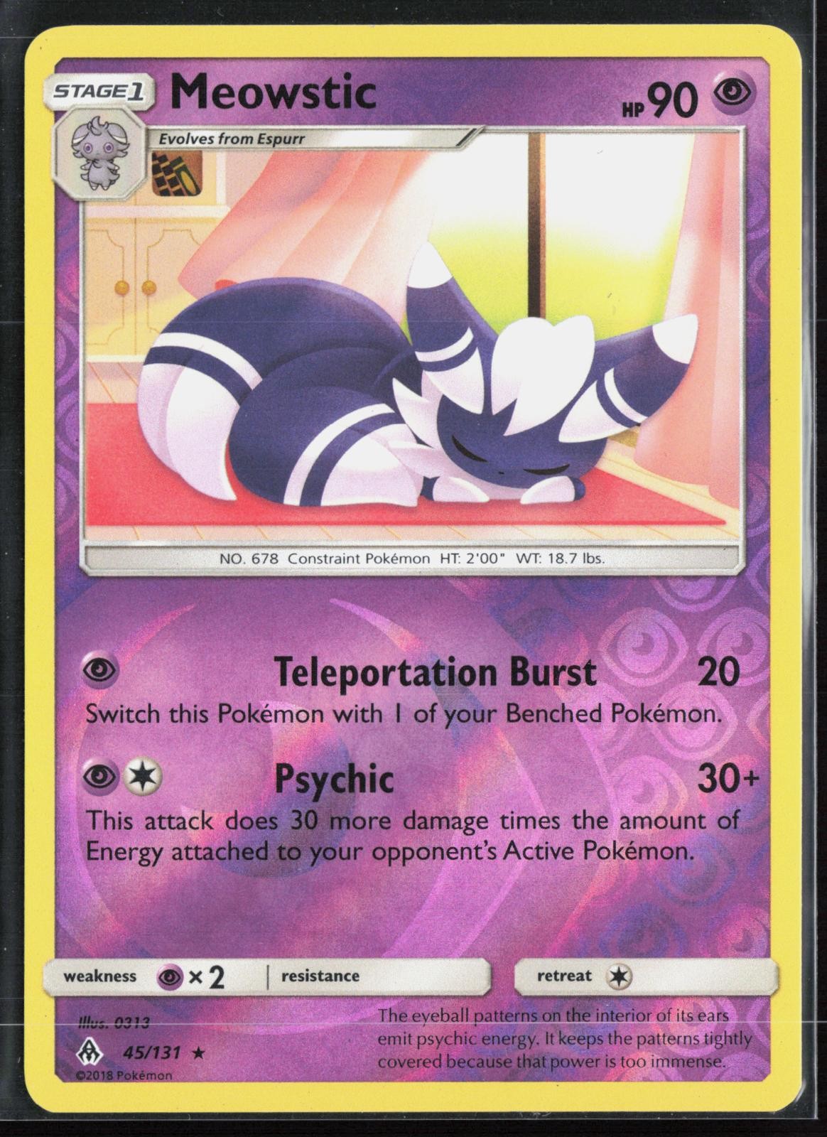Meowstic 45/131 - Pokemon Forbidden Light - Reverse Holo Rare - NM