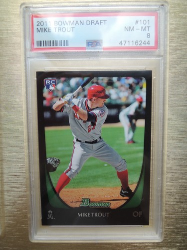 MIKE TROUT 2011 BOWMAN DRAFT RC #101 PSA 8 (NM-MT) NEAR MINT - MINT !!!!!!!!!!!!