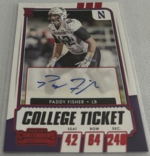 2021 Panini Contenders Draft Football Paddy Fisher Northwestern Red Rookie Auto