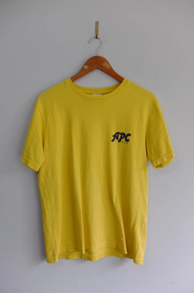 Mens APC yellow T-shirt S/M crew neck cotton Made in USA - Image 2 of 4